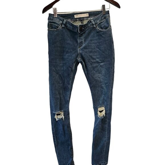 ASOS Jeans Skinny Size 4 Stretch Fit Distressed Busted Knee - Picture 2 of 6